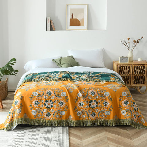 Santorini Sun Cotton Throw Blanket