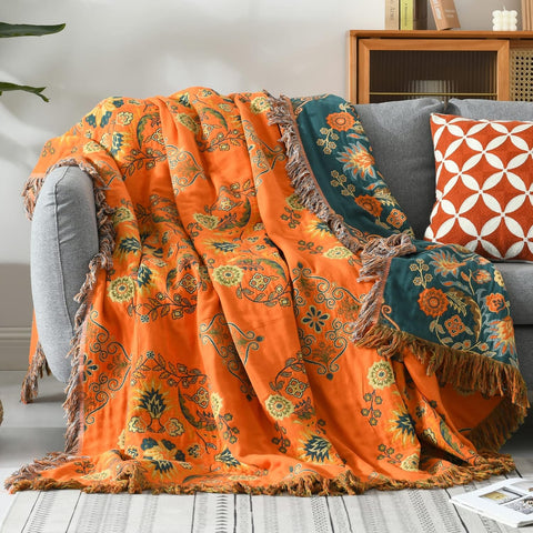 Terracotta Bloom Throw Blanket