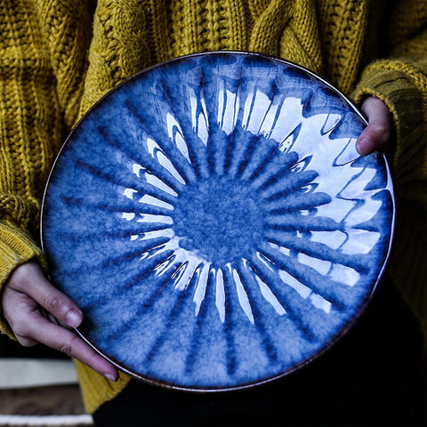 Sunflower Blue Glaze Plate