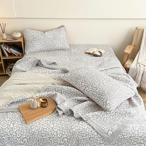 Leopard Print Bedding Set - Quilted Bedspread with Pillowcases