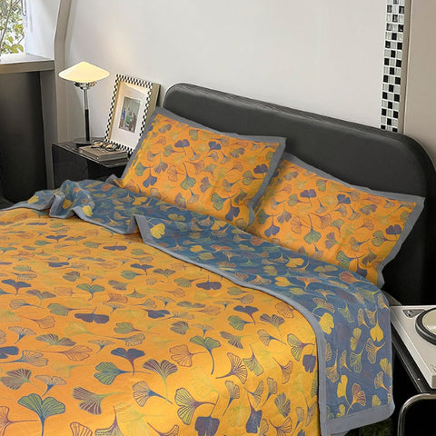 Ginkgo Dream Reversible Cotton Quilt