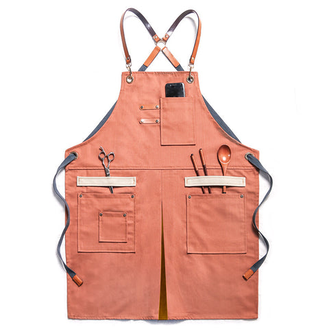 Denim Barista Apron with Pockets