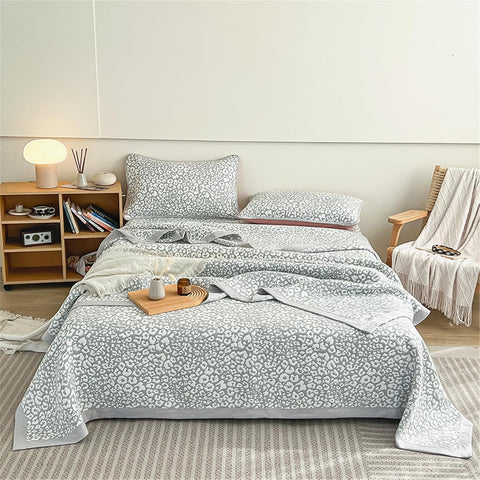 Leopard Print Bedding Set - Quilted Bedspread with Pillowcases
