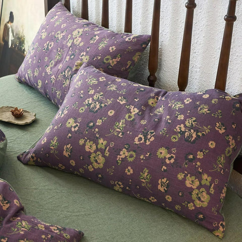 Vintage Purple Floral Jacquard Bedding Set(3 PCS)