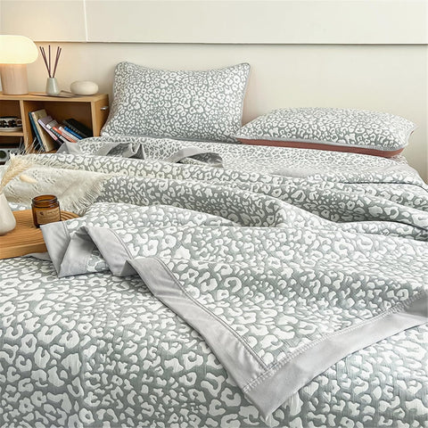 Leopard Print Bedding Set - Quilted Bedspread with Pillowcases