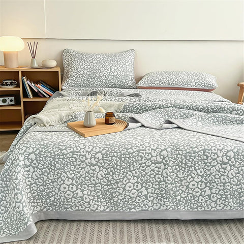 Leopard Print Bedding Set - Quilted Bedspread with Pillowcases