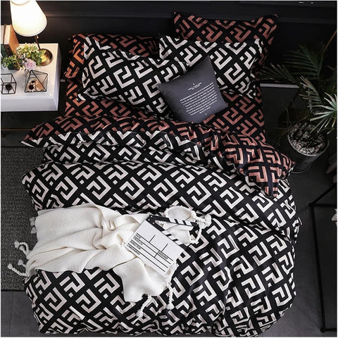 Luxury Black Reversible Duvet Cover | Bedding Set(3PCS)