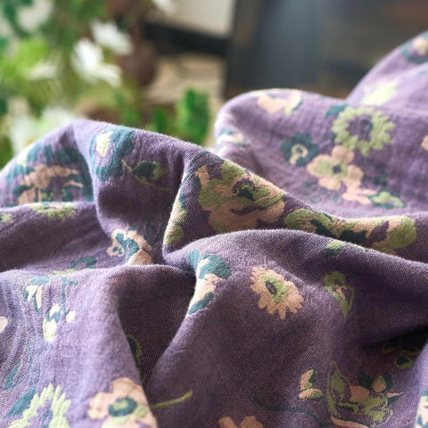Vintage Purple Floral Jacquard Bedding Set(3 PCS)