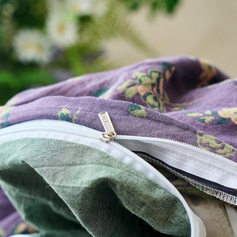 Vintage Purple Floral Jacquard Bedding Set(3 PCS)