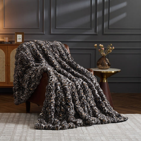 Luxury Faux Fur Animal Print Blanket