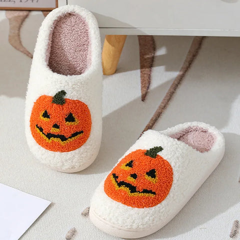Halloween Pumpkin Slippers – Cozy Indoor House Shoes