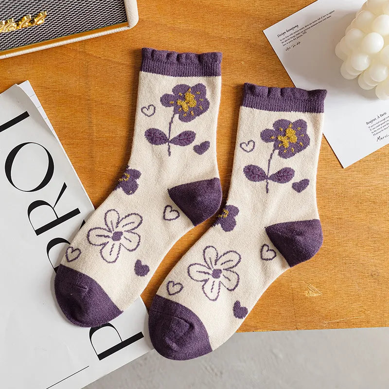 DAHLIA FLORAL WOOL SOCKS