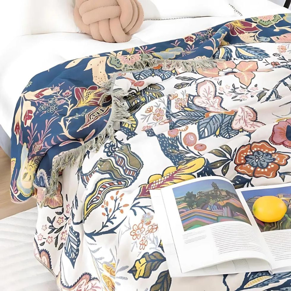 EDEN FLORA TASSELED THROW