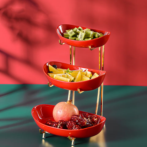 Ceramic Serving Bowls with Metal Stand