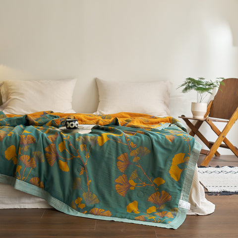 Ginkgo Leaf Cotton Quilt Reversible