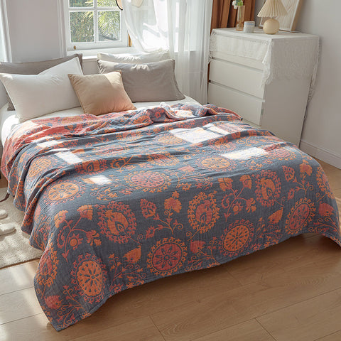 Woven Floral Throw Blanket Reversible