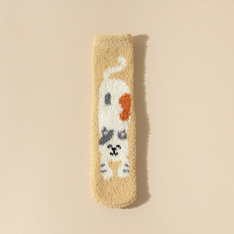 Women's Fuzzy Cat Paw Socks with Grips
