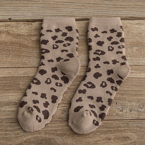 Leopard Terry Cotton Socks Women