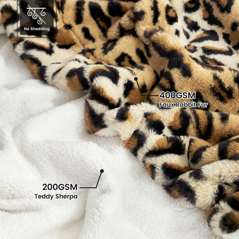 Leopard Print Faux Fur Throw Blanket