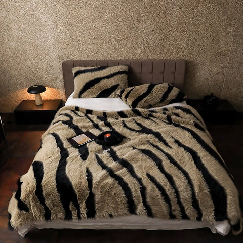 Zebra Faux Fur Blanket