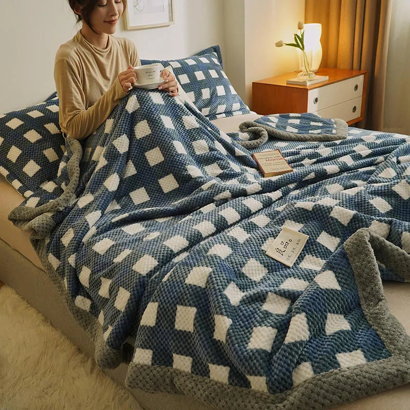 KINOKAWA PLAID PLUSH BLANKET