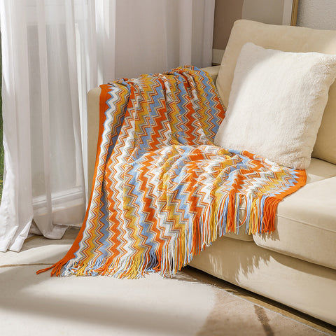 Boho Chevron Knit Throw Blanket | Autumn Décor