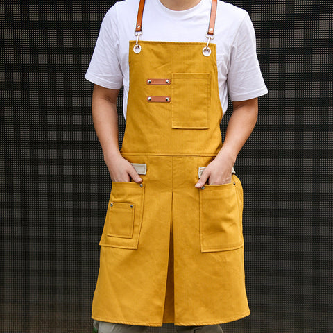 Denim Barista Apron with Pockets