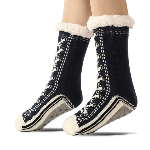 Women's Lace-Up Pattern Winter Crew Socks