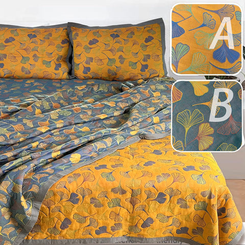 Ginkgo Dream Reversible Cotton Quilt