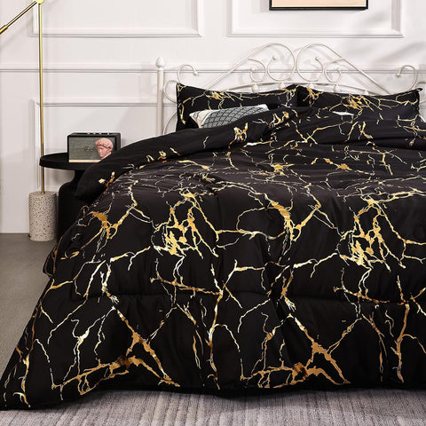 Black & Gold Marble Duvet Cover Set | Bedding Set(3PCS)