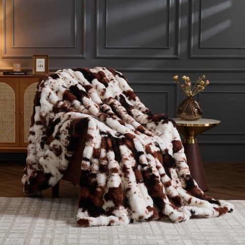 Luxury Faux Fur Animal Print Blanket
