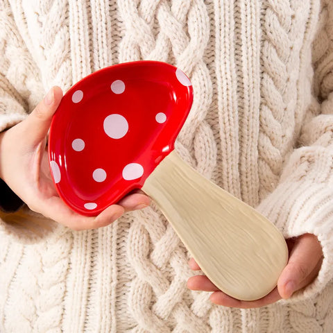 Mushroom Ceramic Spoon Rest Utensil Holder