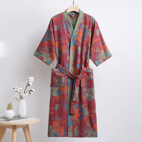Floral Cotton Kimono Bathrobe