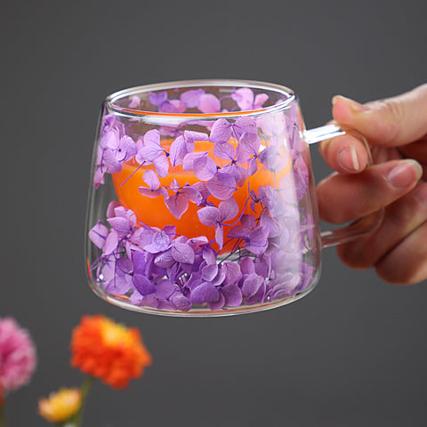 Floral Insulated Borosilicate Glass Mug