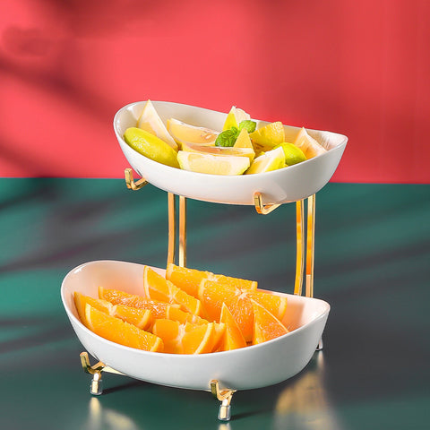 Ceramic Serving Bowls with Metal Stand