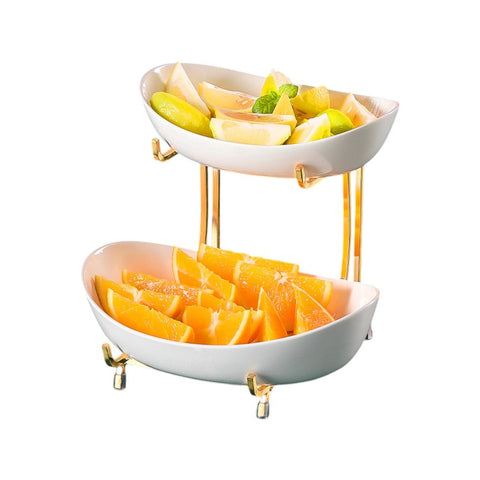 Ceramic Serving Bowls with Metal Stand