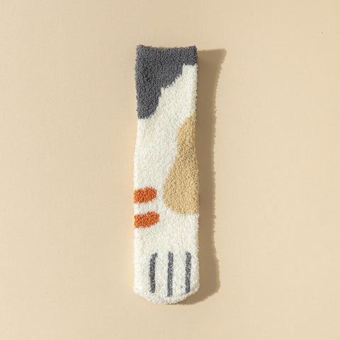 Women's Fuzzy Cat Paw Socks with Grips