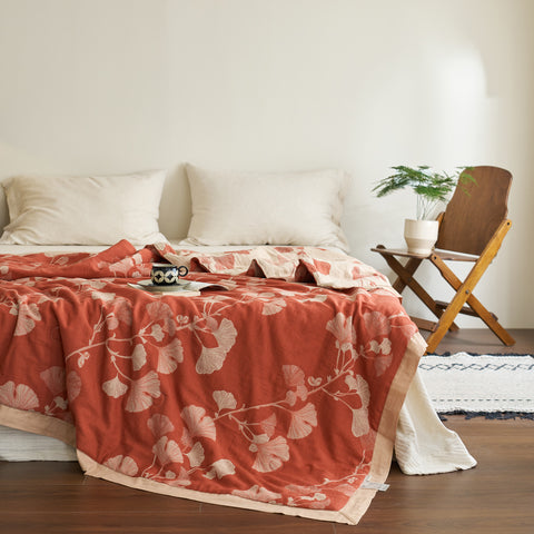 Ginkgo Leaf Cotton Quilt Reversible