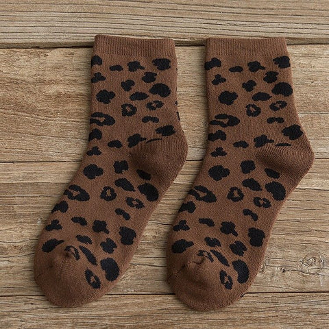 Leopard Terry Cotton Socks Women