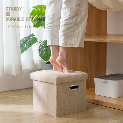 Foldable Storage Ottoman Cube Stool
