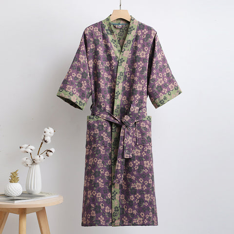 Floral Cotton Kimono Bathrobe