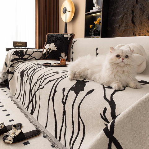 Pet & Kid Friendly Couch Cover - Anti-Scratch Dried Branch Pattern