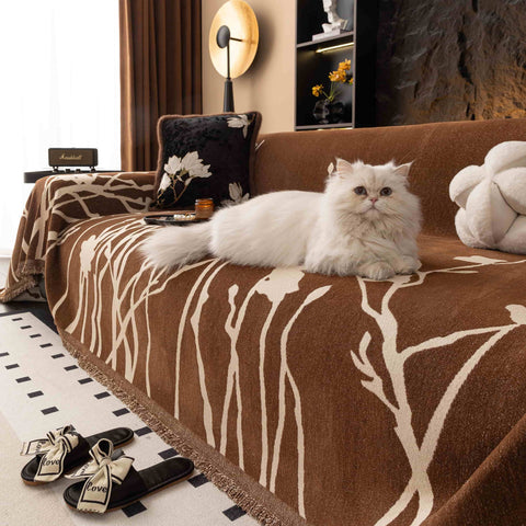 Pet & Kid Friendly Couch Cover - Anti-Scratch Dried Branch Pattern