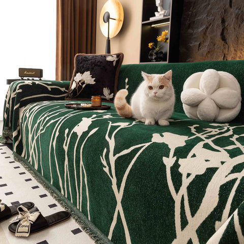 Pet & Kid Friendly Couch Cover - Anti-Scratch Dried Branch Pattern