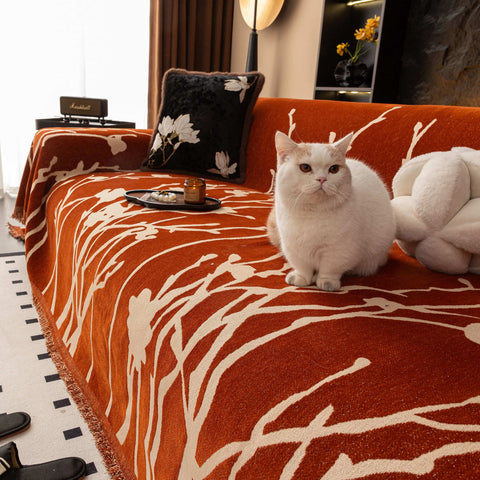 Pet & Kid Friendly Couch Cover - Anti-Scratch Dried Branch Pattern