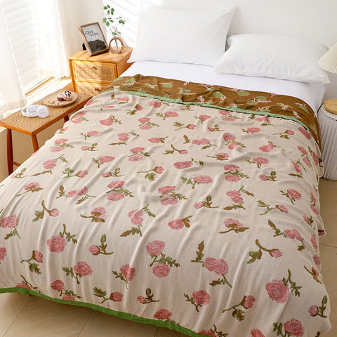 Bamboo Fiber Rural Rose Summer Blanket 0