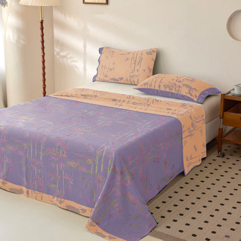 Bamboo Print Cotton Gauze Yarn-dyed Reversible Coverlet 9