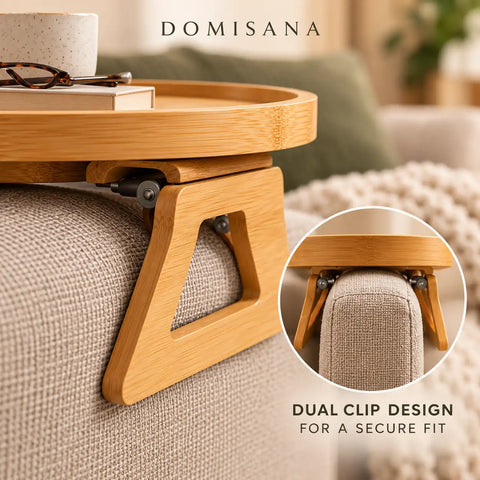 Clip-On Bamboo Sofa Arm Tray