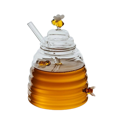 Beehive Honey Glass Jar with Spoon