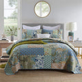 Bohemian Floral Stitching Quilt with Pillowcases 0